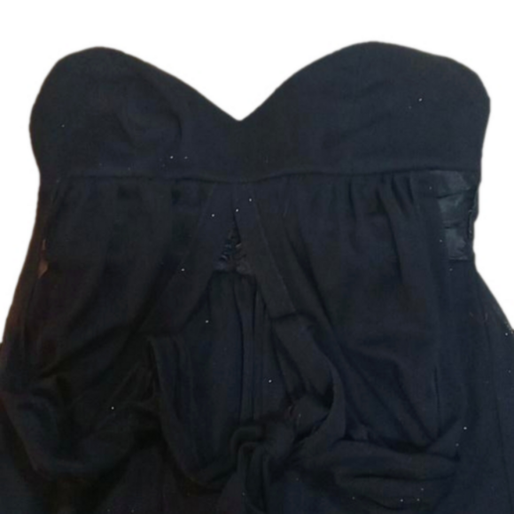 (123) Black sexy strapless cocktail dress, ties behind the neck - Picture 3 of 4